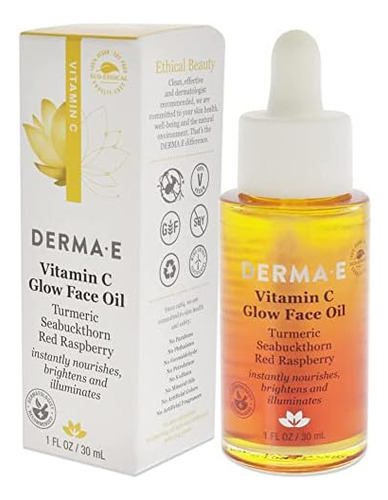 Aceite facial Derma-E con vitamina C que brilla y nutre todos los aceites faciales