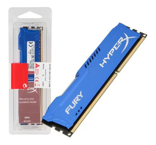 Memória Ram Fury Original Kingston Ddr3 Color Azul 4gb 