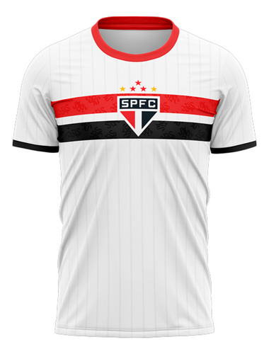 Camisa Braziline Stencil São Paulo Masculino - Branco E Verm