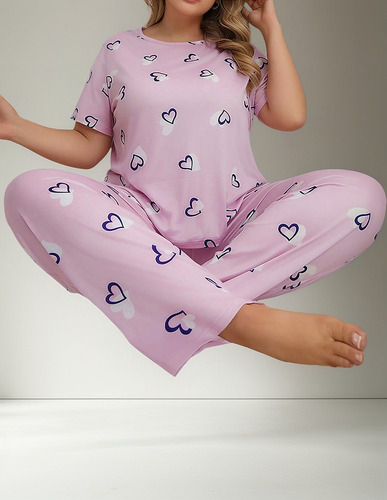 Pijama R A La Moda Para Mujer, Talla Grande, Estampado,nuevo
