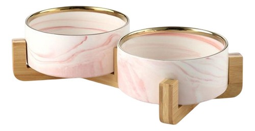 Cuencos Elevados De Cerámica Para Cuenco Doble Rosado