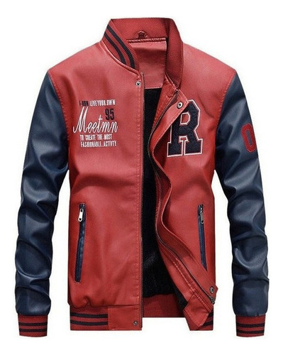 Chaqueta De Béisbol Para Hombre, De Piel Sintética, Con Crem