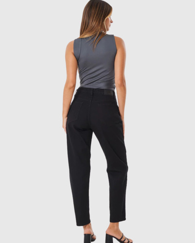 Jeans Mom Fit Rigido Clásico Mujer Tiro Medio Calce Perfecto