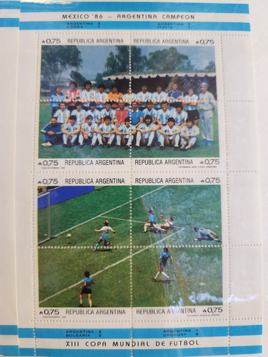 Estampillas Conmemorativas México 86 Argentina Campeón