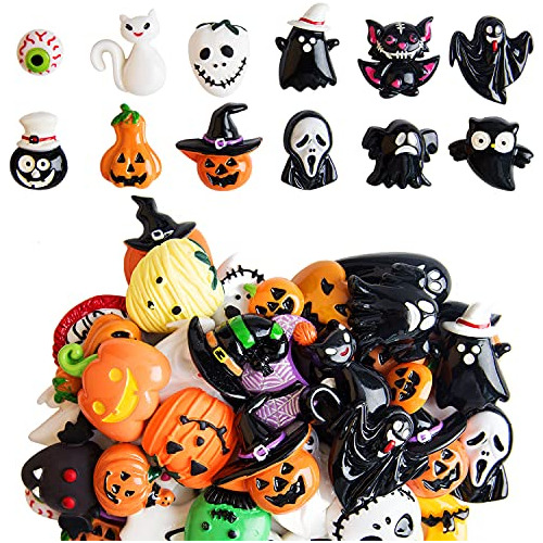 50pcs Halloween Slime Charms  Halloween Resin Flatback ...