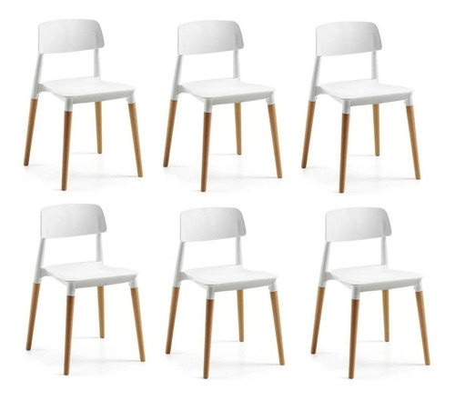 Pack 6 Sillas Nordicas Milan Madera Diseño Moderno Novara Color de la estructura de la silla Blanca