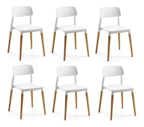 Pack 6 Sillas Nordicas Milan Madera Diseño Moderno Novara Color de la  estructura de la silla Blanca