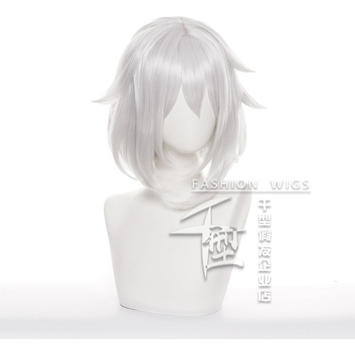 Genshin Impact Paimon Cosplay Peluca Corto Pelo Halloween