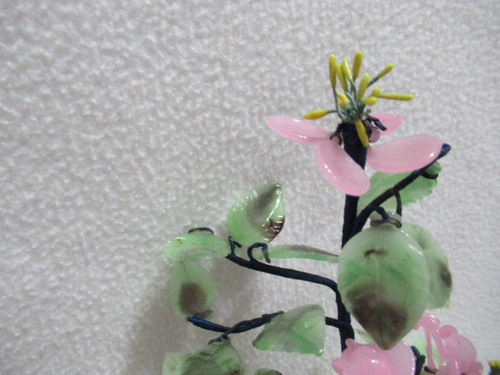 Árbol De La Vida Flores Rosas Piedra Dura Y Maceta Celadón (Usado)