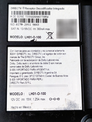 Decodificador Directv/simpletv Hdmi Dolby Audio Modelo Lh01 (Usado)