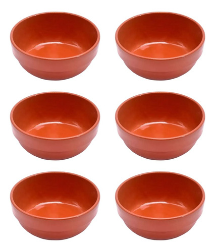 Set X 6 Cazuelas De Barro Esmaltadas Apilables 10cm