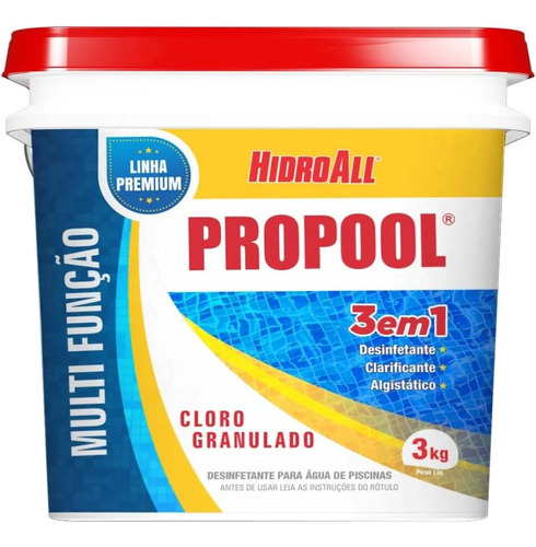 Balde De Cloro Granulado Para Piscina 3 Em 1 Propool 3kg