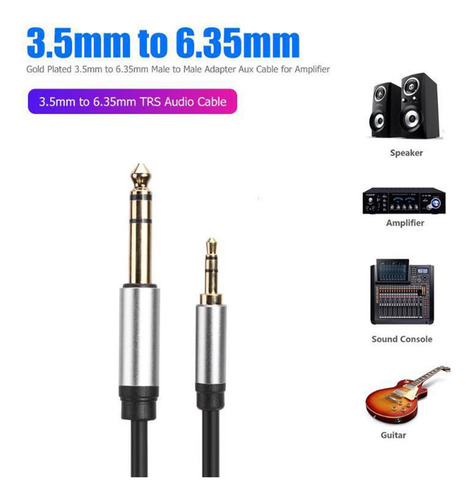 Cable De 3,5 Mm A Pulgada 1/8 Macho A 1/4 Macho Para 1,5 M