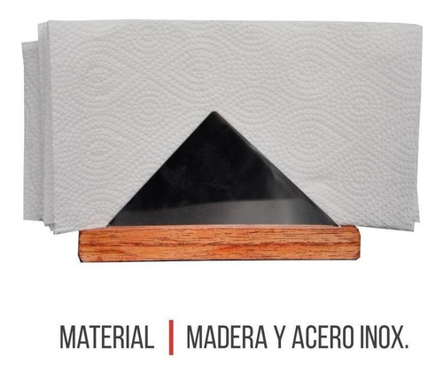 Set X 6 Servilleteros Triangular Acero Base Madera Porta