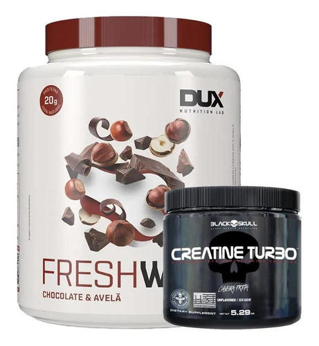 Combo Fresh Whey Conc. Isolado 450g Creatina 150g Dux Black