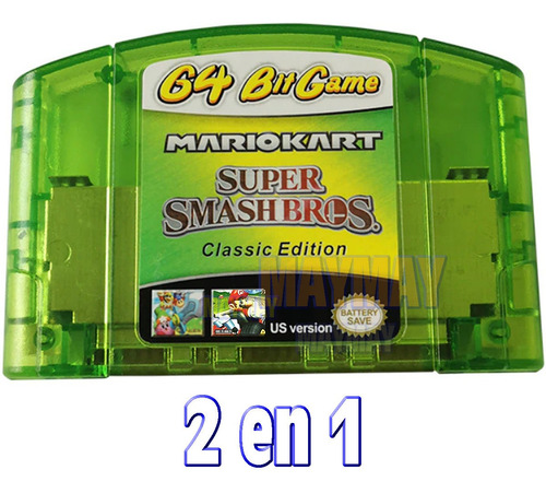 Imagen 2 de 5 de Mario Kart 64 Nintendo N64 Y Super Smash Bros 2 En 1 Físico