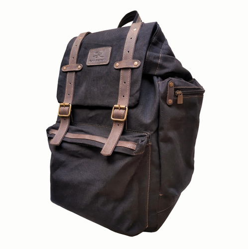 Imagen 4 de 5 de Mochila Fontana S R Lona Algodón Impermeabilizada Negro