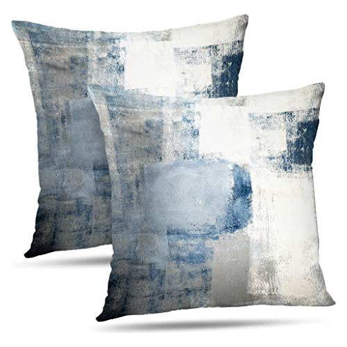 2 Conjunto De Azul Y Gris Arte Fundas De Colchón Decor...