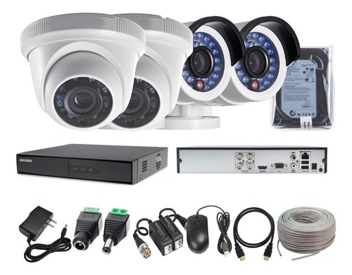 Kit 4 Cámaras Seguridad Fullhd Hikvision 500gb + Cable