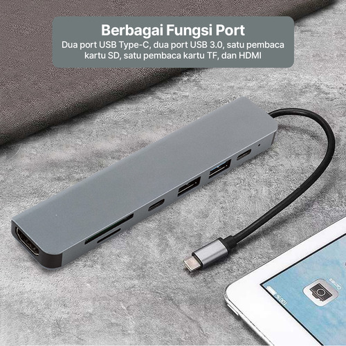 Dock Hub Usb-c 7 En 1 Hdmi 4k Sd/tf Usb 3.0 Pd / Tipo C X2