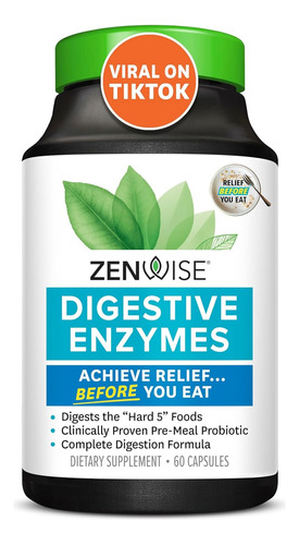 Zenwise-enzimas Digestivas Con Probióticos-hinchazón-60 Caps