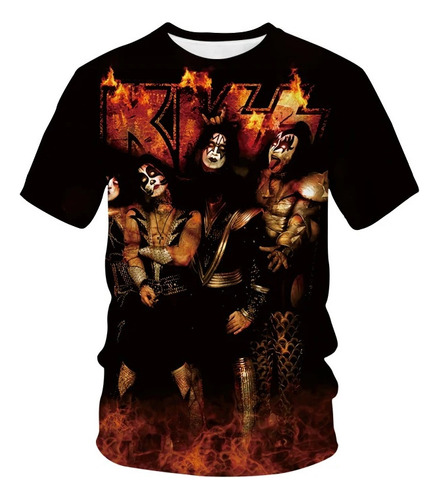 Playera Neutral Estampada En 3d De La Banda De Rock Kiss