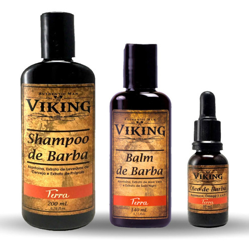 Kit Shampoo + Balm + Óleo Viking Terra