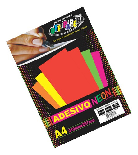 Adesivo Neon A4 20 Fls Vibrante Reage A Luz Negra Off Paper Cor Vermelho
