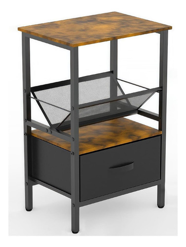 Mesa Al Final Con Un Cajón De Tela, Mesa Lateral De Madera 3