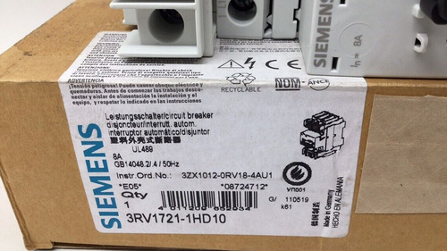 Siemens 3rv1721-1hd10 Circuit Breaker Type H3rv172 3rv17 Ccb