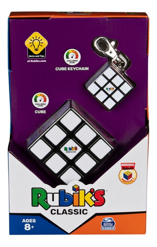 Cubo Spin Master Rubik's Classic 3x3 Con Llavero 8+