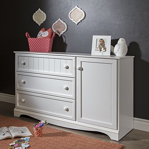South Shore Savannah Dresser De 3 Gavetas Con Puerta, Blanco
