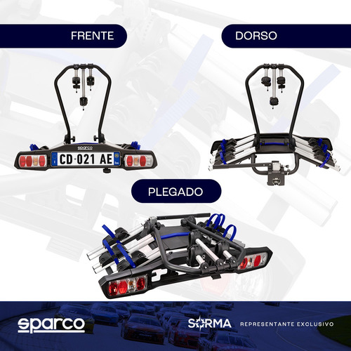 Imagen 6 de 12 de Porta Bicicletas Autos Sparco Para 3 Bicis Plegable