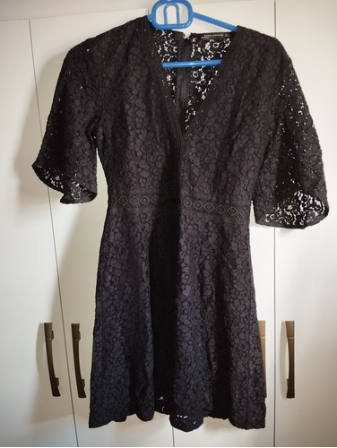 Vestido Zara Negro De Encaje Talle S