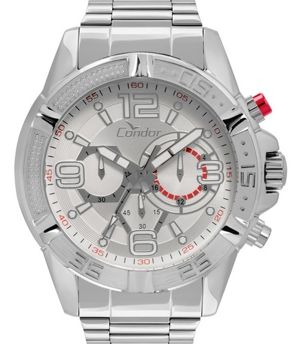Relógio Condor Masculino Dourado Branco Azul Civic Dual Time