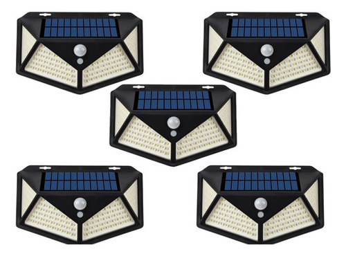 Pack 5 Foco Solar 100 Led Exterior Con Sensor De Movimiento