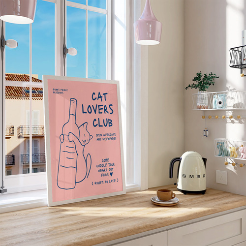 Cuadro De Cocina Enmarcado Decortivo Cat Lovers Gato Arte