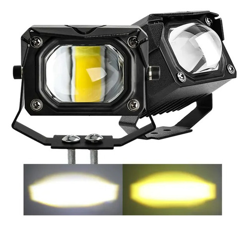 X2 Luces Foco Neblinero Led 30w Estroboscopica Bicolor Lupa 