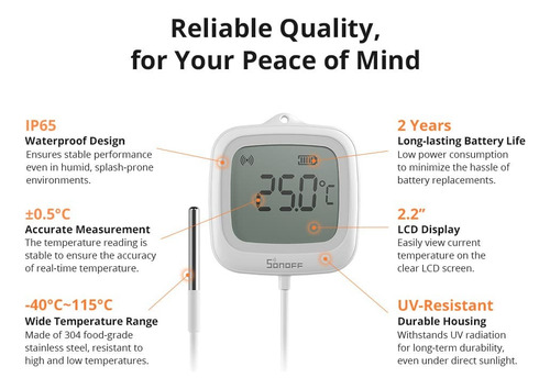 Sonoff Snzb-02ld Sensor Temperatura Zigbee C/display Ip65