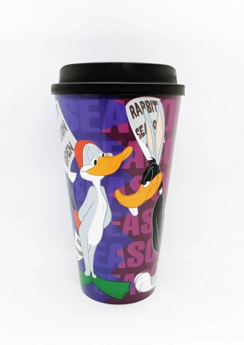 Vaso De Cafe Con Tapa Bugs Y Lucas Looney Tunes Oficial