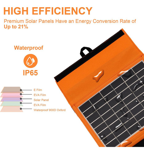Panel Solar Portátil 20w 6v Plegable Camping Impermeable Color Default Title