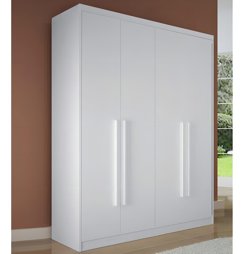 Armario Jordan 100% MDF, 4 puertas y 3 cajones Bom Pastor, color blanco