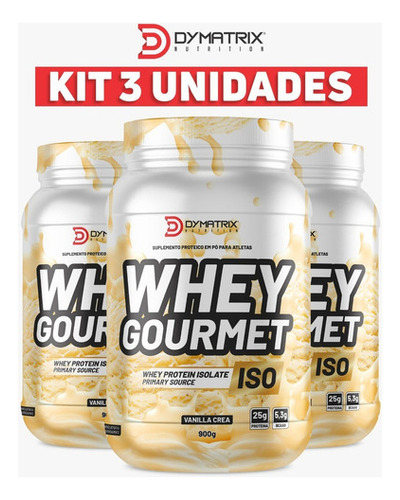 Kit 3 X Whey Gourmet Isolado - Dymatrix Nutrition Sabor 3 X Diversos (informar No Campo Mensagem) Senão Sera Enviado 1 Choco 1 Bau E 1 Mor