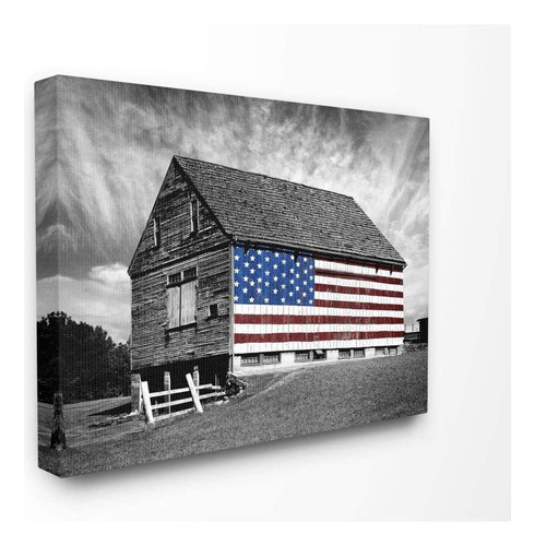 Sca148wallart Blanco Y Negro Farmhouse Barn American Fl...