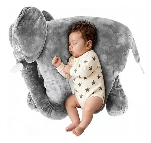 Peluche Grande Elefante Almohada Juguete Para Niños Y Bebes 60cm Gris