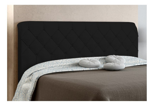 Cabeceira Paris Para Cama Casal Box 160 Cm Preto Suede Amass