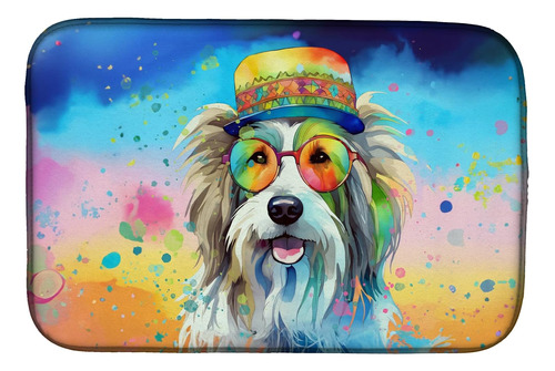 Dac2457ddm Bearded Collie Hippie Dawg Dish Drying Mat Absorb