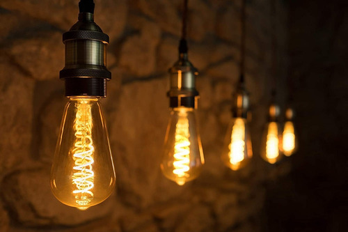 Imagen 2 de 3 de Bombillo Edison Vintage Espiral Pera Led Color De La Luz Amarillo