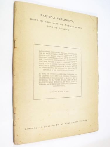 Peronismo Campaña Difusión Nueva Constitución 1949