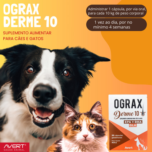 Ograx Derme 10 Suplemento Alimentar C/ 60 Caps Cães E Gatos
